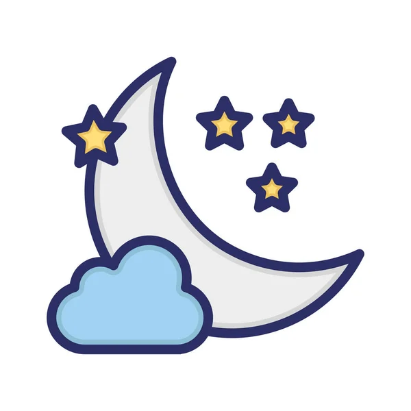 Weather Clouds Moon Stars Fully Editable Vector Icon — Stock Vector