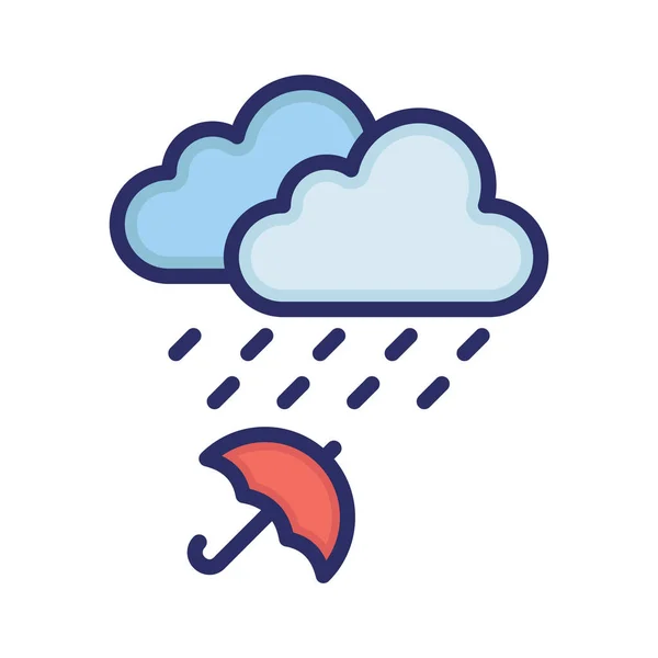 Clouds Raining Umbrella Weather Fully Editable Vector Icon — Stock Vector