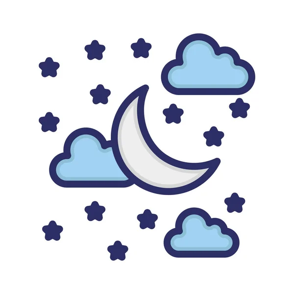 Clouds Moon Stars Shine Fully Editable Vector Icon — Stock Vector