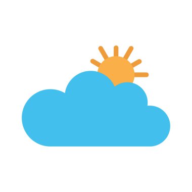 Bulut, güneş, hava, yaz tamamen düzenlenebilir vektör simgesi