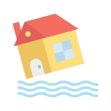    Sel, su, ev, hava durumu tamamen düzenlenebilir vektör simgesi