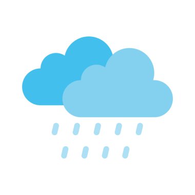 Bulutlar, yağmur, hava tahmini tamamen düzenlenebilir vektör simgesi