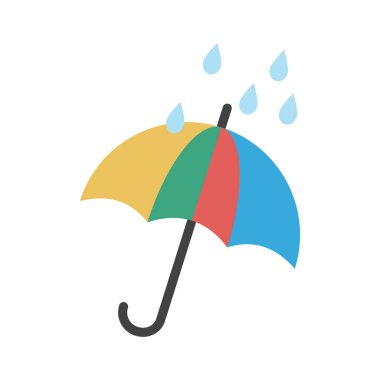 Şemsiye, yağmur, hava, yağmur damlaları tamamen düzenlenebilir vektör simgesi