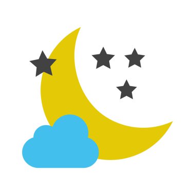 Hava durumu, bulutlar, ay, yıldızlar tamamen düzenlenebilir vektör simgesi