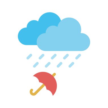 Bulutlar, yağmur, şemsiye, hava tamamen düzenlenebilir vektör simgesi