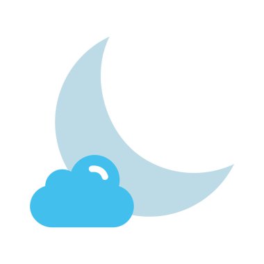 Bulut, ay, gece, hava tamamen düzenlenebilir vektör simgesi