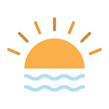 Güneş, gün doğumu, gün batımı, tamamen düzenlenebilir vektör simgesi