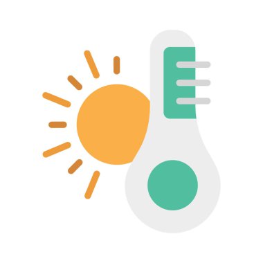 Sıcaklık, termometre, güneş, tamamen düzenlenebilir vektör simgesini ölç