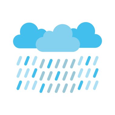 Yağmur, bulutlar, hava durumu, tamamen düzenlenebilir vektör simgesi