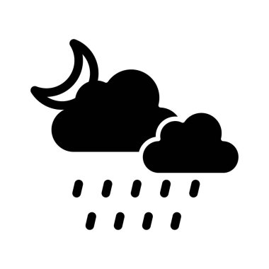 Bulutlar, yağmur, ay, hava tamamen düzenlenebilir vektör simgesi