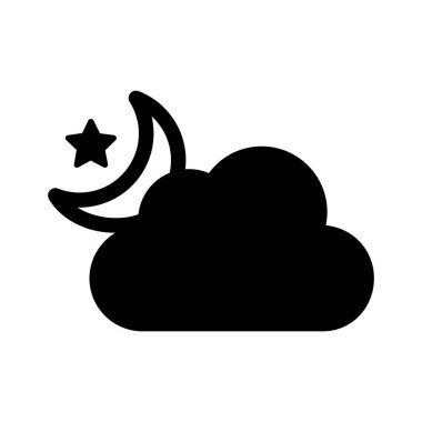   Bulut, hava, ay, gece tamamen düzenlenebilir vektör simgesi