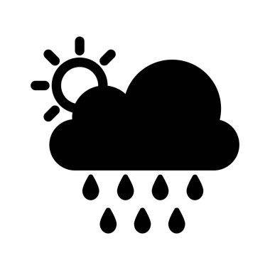 Bulut, güneş, yağmur, hava tamamen düzenlenebilir vektör simgesi