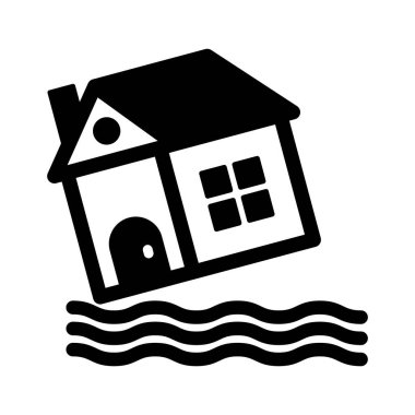    Sel, su, ev, hava durumu tamamen düzenlenebilir vektör simgesi