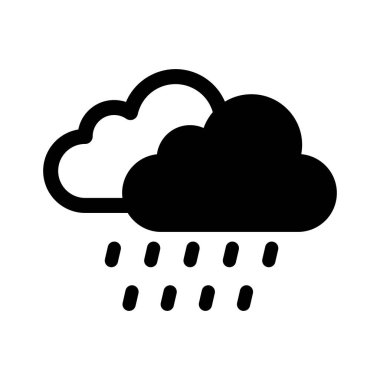 Bulutlar, yağmur, hava tahmini tamamen düzenlenebilir vektör simgesi
