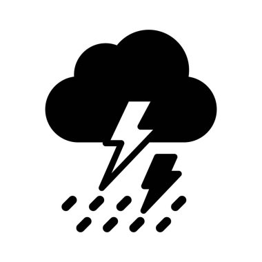 Bulutlar, gök gürültüsü, yağmur, hava durumu tamamen düzenlenebilir vektör simgesi