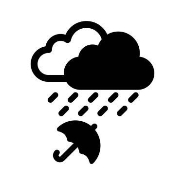 Bulutlar, yağmur, şemsiye, hava tamamen düzenlenebilir vektör simgesi