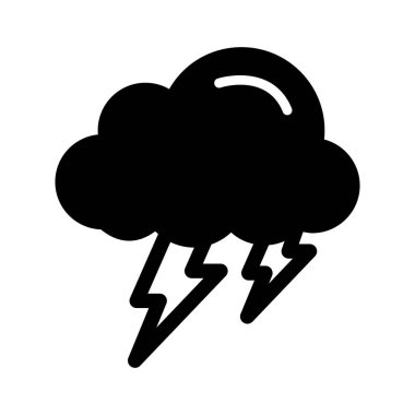 Bulut, gök gürültüsü, şimşek, fırtına tamamen düzenlenebilir vektör simgesi