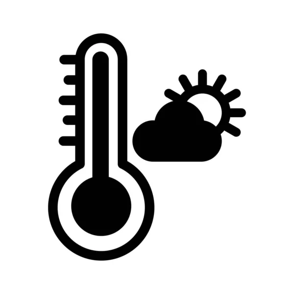 Temperature Cloud Sun Thermometer Fully Editable Vector Icon — Stock Vector