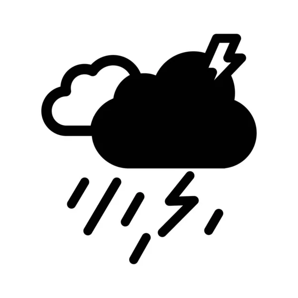 Clouds Raining Thunder Storm Fully Editable Vector Icon — Stock Vector