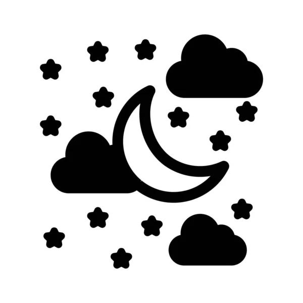 Σύννεφα Φεγγάρι Αστέρια Λάμπουν Πλήρως Επεξεργάσιμο Διανυσματικό Εικονίδιο — Διανυσματικό Αρχείο