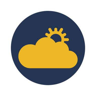 Bulut, güneş, hava, yaz tamamen düzenlenebilir vektör simgesi