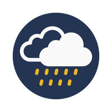 Bulutlar, yağmur, hava tahmini tamamen düzenlenebilir vektör simgesi