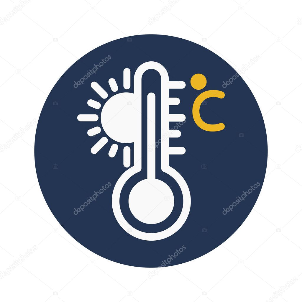 Celsius, temperature, termometer, sun fully editable vector icon