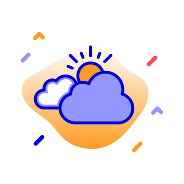 Bulutlar, güneş, hava, bulutlu tamamen düzenlenebilir vektör simgesi