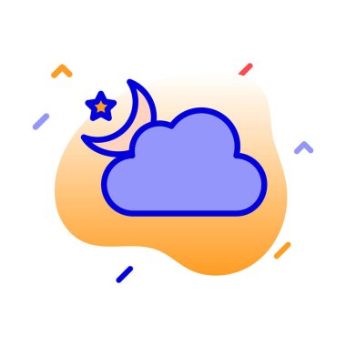   Bulut, hava, ay, gece tamamen düzenlenebilir vektör simgesi