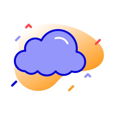 Bulut, hava, hava tahmini, yağmurlu tamamen düzenlenebilir vektör simgesi