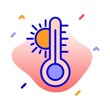 Termometre, sıcaklık, güneş, yaz tamamen düzenlenebilir vektör simgesi