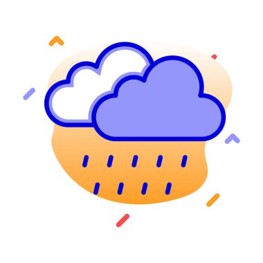 Bulutlar, yağmur, hava tahmini tamamen düzenlenebilir vektör simgesi