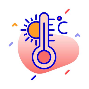 Celsius, sıcaklık, termometre, güneş tamamen düzenlenebilir vektör simgesi