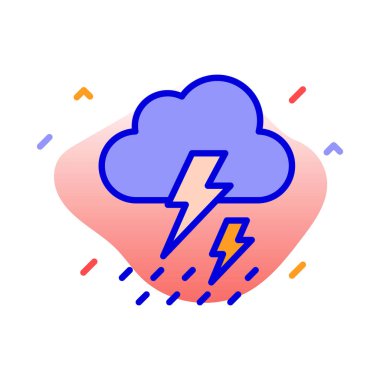 Bulutlar, gök gürültüsü, yağmur, hava durumu tamamen düzenlenebilir vektör simgesi