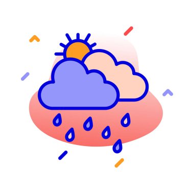 Yağmur, bulutlar, güneş, su tamamen düzenlenebilir vektör simgesi