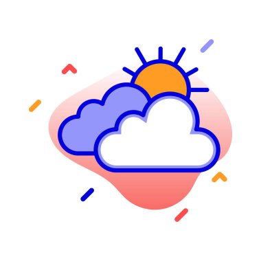 Bulutlar, güneş, yağmur, hava tamamen düzenlenebilir vektör simgesi