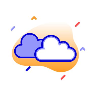 Bulutlar, hava durumu, hava tahmini, tamamen düzenlenebilir bulutlu vektör simgesi