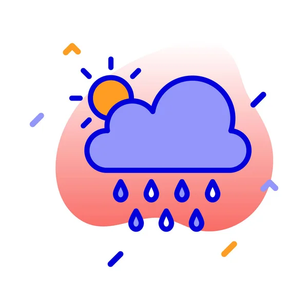 Nube Sol Lluvia Clima Icono Vector Totalmente Editable — Vector de stock