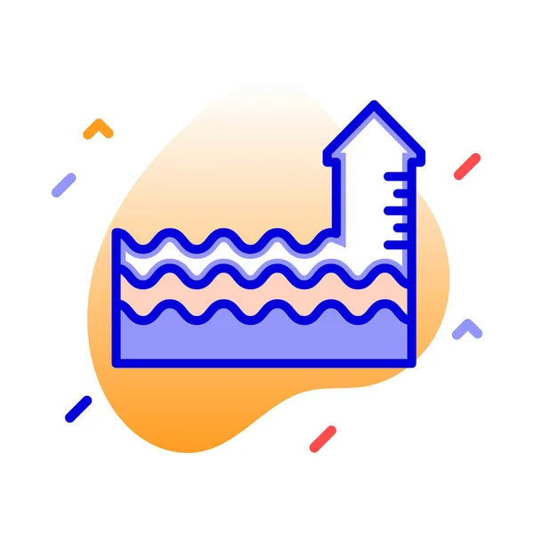 Agua Mar Nivel Del Agua Nivel Del Mar Icono Vectorial — Vector de stock