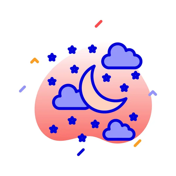 Clouds Moon Stars Shine Fully Editable Vector Icon — Stock Vector