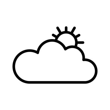 Bulut, güneş, hava, yaz tamamen düzenlenebilir vektör simgesi