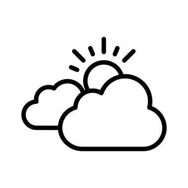 Bulutlar, güneş, hava, bulutlu tamamen düzenlenebilir vektör simgesi