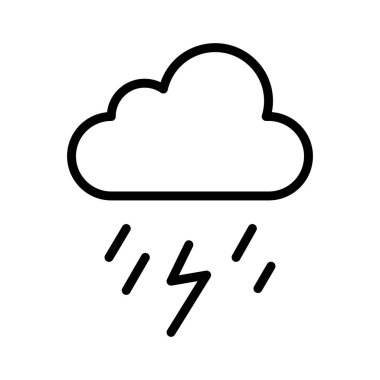 Bulut, yağmur, hava, gök gürültüsü tamamen düzenlenebilir vektör simgesi