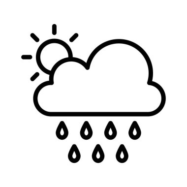 Bulut, güneş, yağmur, hava tamamen düzenlenebilir vektör simgesi