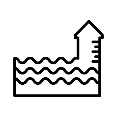 Su, deniz, su seviyesi, deniz seviyesi tamamen düzenlenebilir vektör simgesi