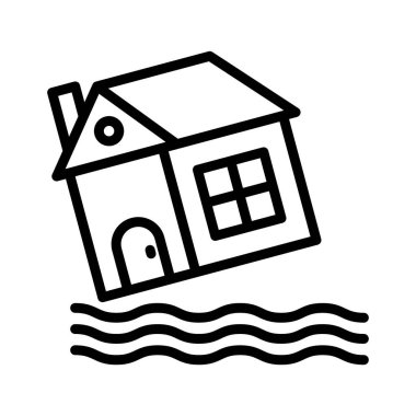    Sel, su, ev, hava durumu tamamen düzenlenebilir vektör simgesi