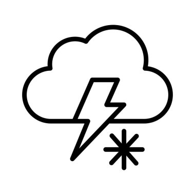 Hava, bulut, kar, gök gürültüsü tamamen düzenlenebilir vektör simgesi