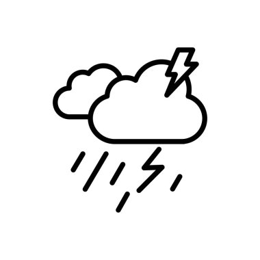 Bulutlar, yağmur, gök gürültüsü, fırtına tamamen düzenlenebilir vektör simgesi