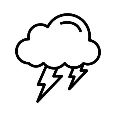 Bulut, gök gürültüsü, şimşek, fırtına tamamen düzenlenebilir vektör simgesi