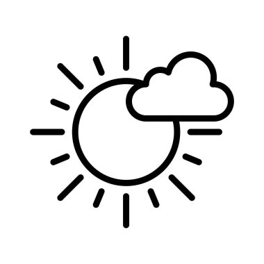 Güneş, bulut, gün, hava tamamen düzenlenebilir vektör simgesi